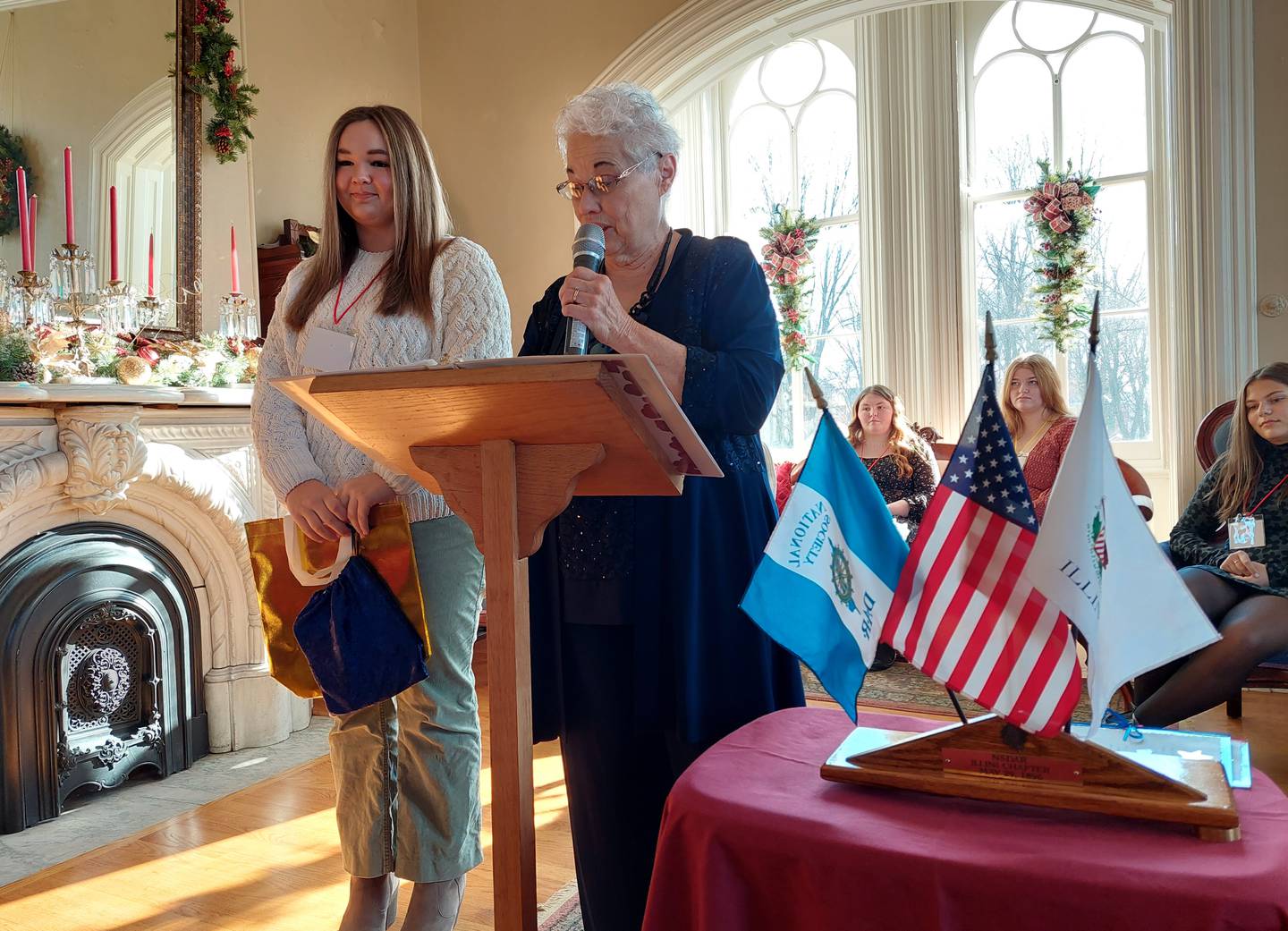 Jenna Gamons of Marquette Academy was named the Illini Chapter Daughters of the American Revolution District 2 scholarship winner Thursday, Dec. 7, 2023, at Reddick Mansion in Ottawa.