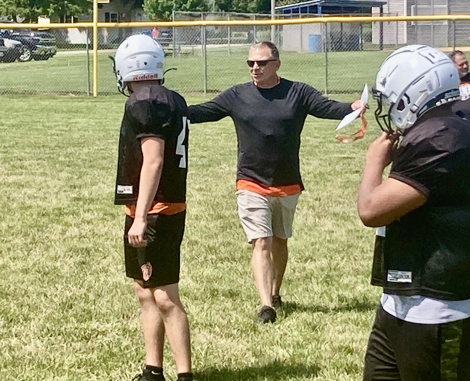 Washington head coach Todd Stevens, a PHS alum, coaches during the controlled scrimmage at Little Siberia in Princeton on Thursday, July 18.