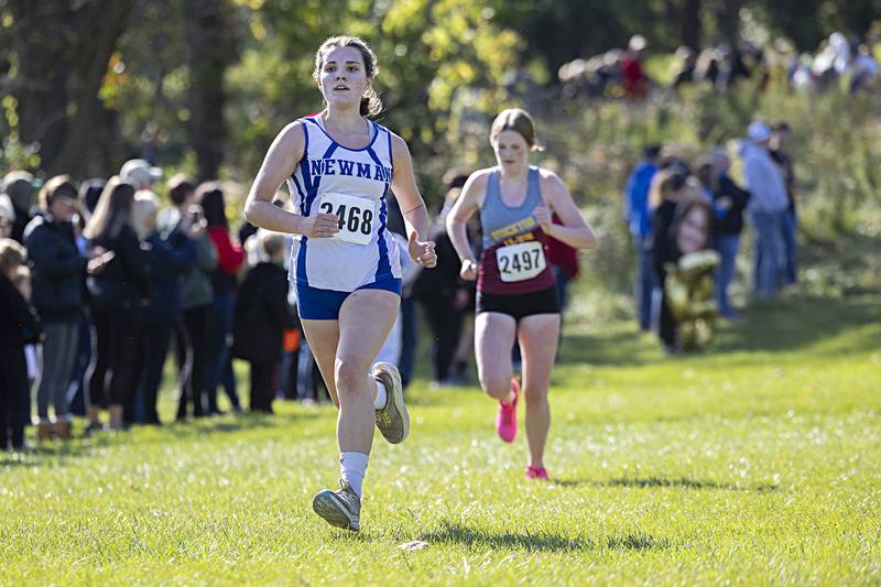 Newman’s Gianna Sagel heads for the finish line in the 50th Amboy Columbus Day Cross Country Invite Monday, Oct. 9, 2023.