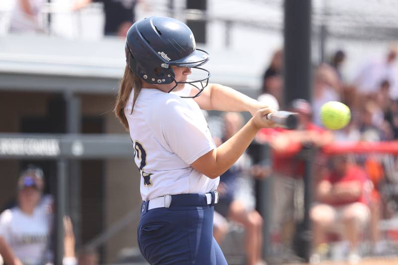 Lemont’s Raegan Duncan connects against Antioch in the 2023 Class 3A state championship game in Peoria.