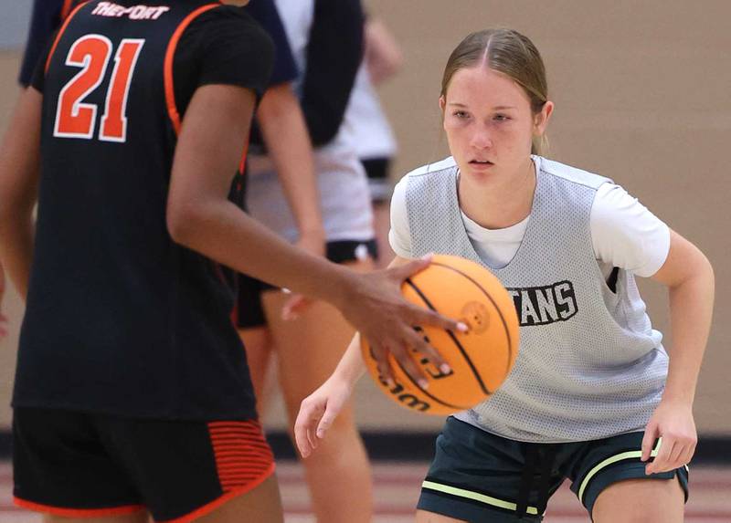 Sycamore’s Cortni Kruizenga plays defense during their summer game against Freeport Monday, June 17, 2024, at DeKalb High School.