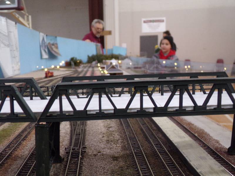 A view from the viaduct of a model train display Saturday, Nov. 25, 2023, at the Streator Incubator as part of the Keeping Christmas Close to Home celebration.