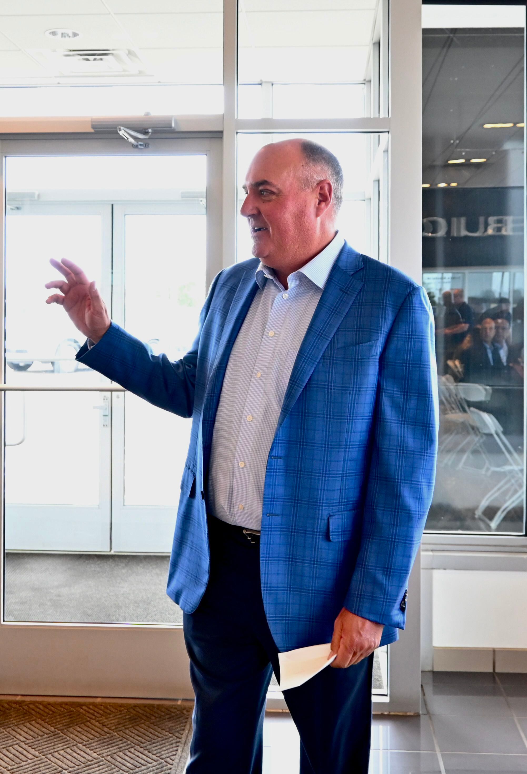 Jeff Perry thanks his team during the dealerships celebration after being honored with the 2022 Buick Dealer of the Year by General Motors on Monday June 12, 2023.