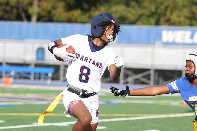 Romeoville’s Milan Cadet rushes against on Monday, Sept. 16, 2024 in Joliet.