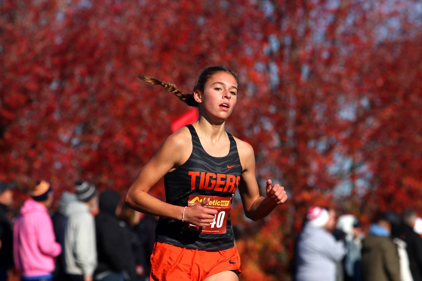 Crystal Lake Central’s Hadley Ferrero runs in a 2023 Class 2A Sectional Cross Country Meet at Emricson Park in Woodstock.