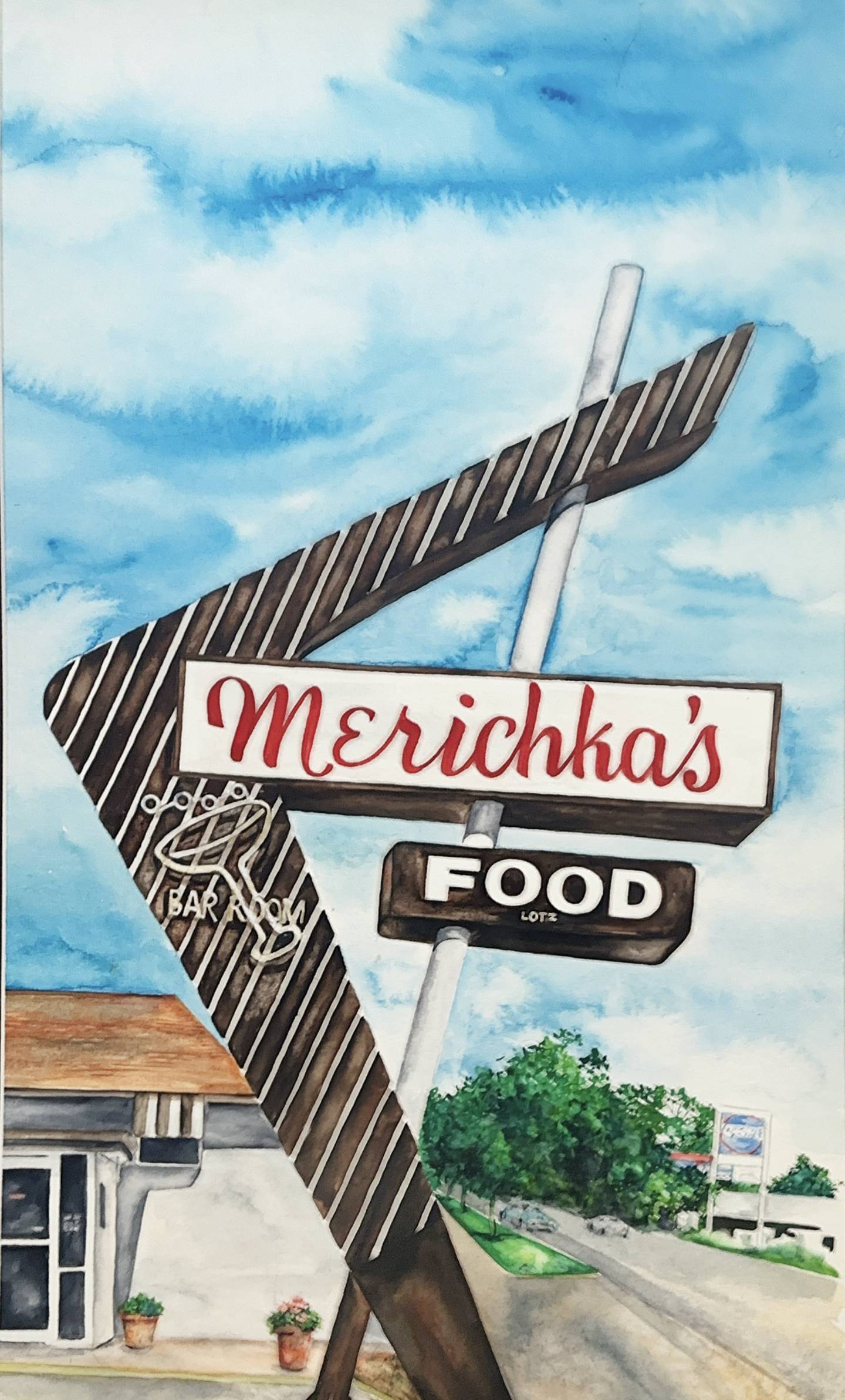 Watercolor painting of Merichka's Food by Laura Racich.
