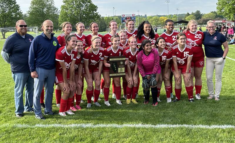 The  Hawks' soccer team won the 1A Oregon Regional on Tuesday, May 14, 2024 downing Aurora Central Catholic 4-1 at Oregon Park East. With the win, the Hawks boosted their record to 18-1 and will face Stillman Valley at the Shabbona (Indian Creek) Sectional on Saturday, May 18.  Game time is noon.