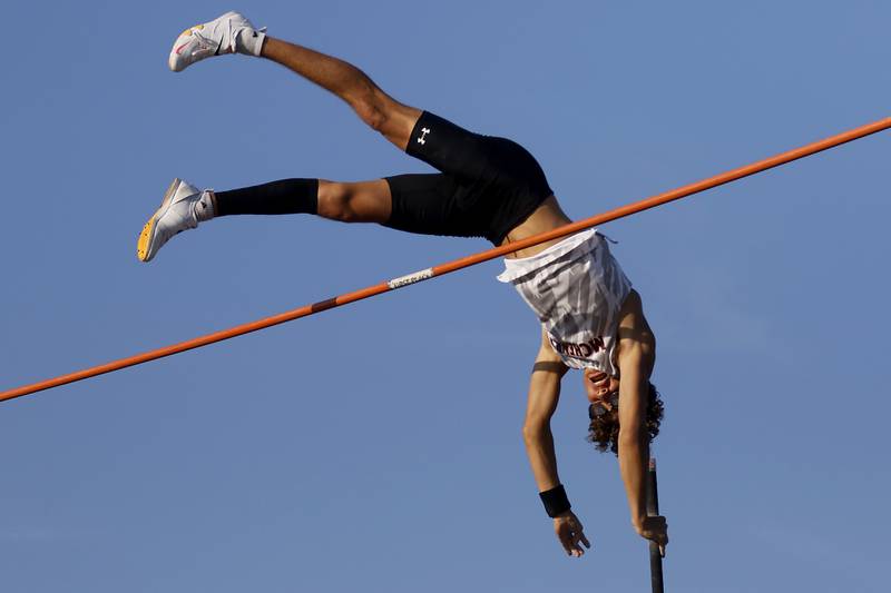 McHenry’s Zachary Galvicius pole vaults during the Huntley IHSA Class 3A Boys Sectional Track and Field Meet on Wednesday, May 15, 2024, at Huntley High School.