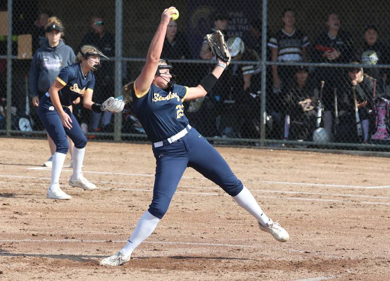 Sterling's Sienna Stingley delivers a pitch during their game against Sycamore Tuesday, May 14, 2024, at Sycamore High School.