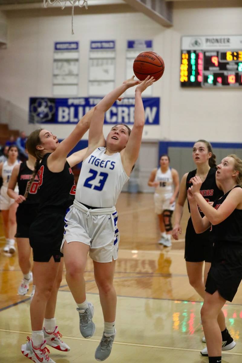 Princeton's Miyah Fox powers up for a shot against E-P in Saturday's championship game of the Princeton Holiday Tournament.