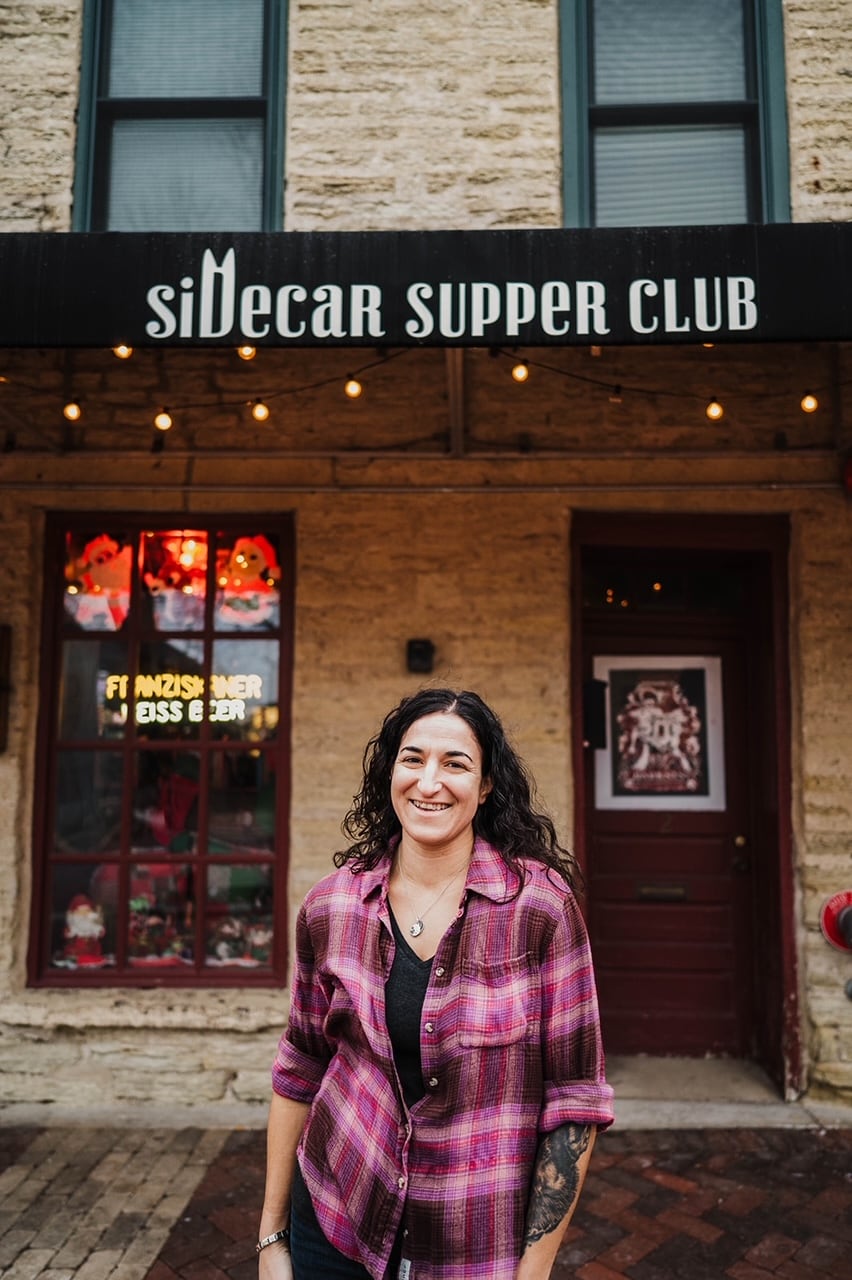 Owner Melissa Monno outside Sidecar Supper Club & Beer Garden in downtown Batavia.