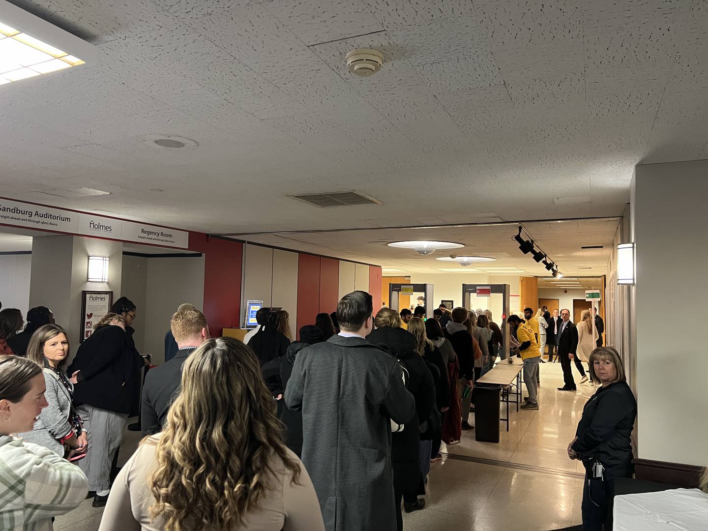 Everyone attending the Illinois Supreme Court hearings on Northern Illinois University's campus on March 21, 2024, were required to go through security checkpoints before taking their seat.