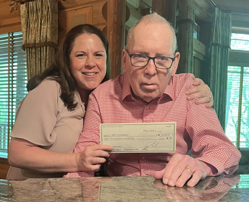 Donald Fike and his family have established a scholarship fund for students served by the Center for Accessibility and Neurodiversity. Fike, who is shown here with Illinois Valley Community College Foundation Executive Director Tracy Beattie, has been a leading advocate for people with disabilities in Illinois and the Illinois Valley.