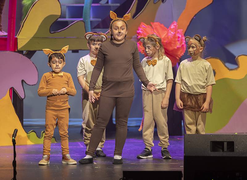 Characters in The Dixon Kids production of “Seussical Jr.” perform Friday, May 10, 2024 at The Dixon Theatre.