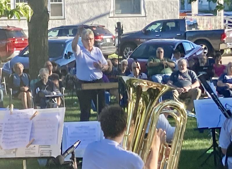 Ann Lusher conducts the Princeton Community Band during its concert at Soldiers and Sailors Park on Sunday.