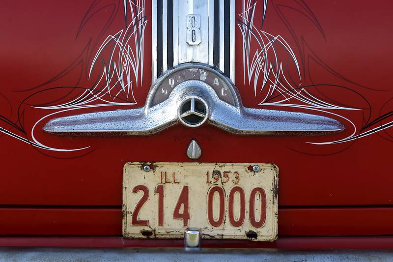 The trunk of a 1953 Pontiac Chieftain on display on Wednesday July 10, 2024, during the Cary Cruise Night. This car just spoke to me and said take my photograph as I cruised around the car show looking for interesting photographs.