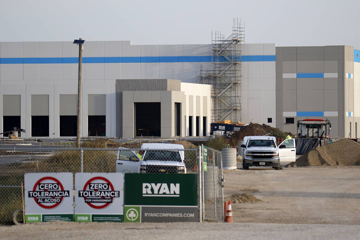 Work continues Thursday, Sept. 30, 2021, on the Amazon warehouse, located at 41W368 Freeman Road in Huntley.