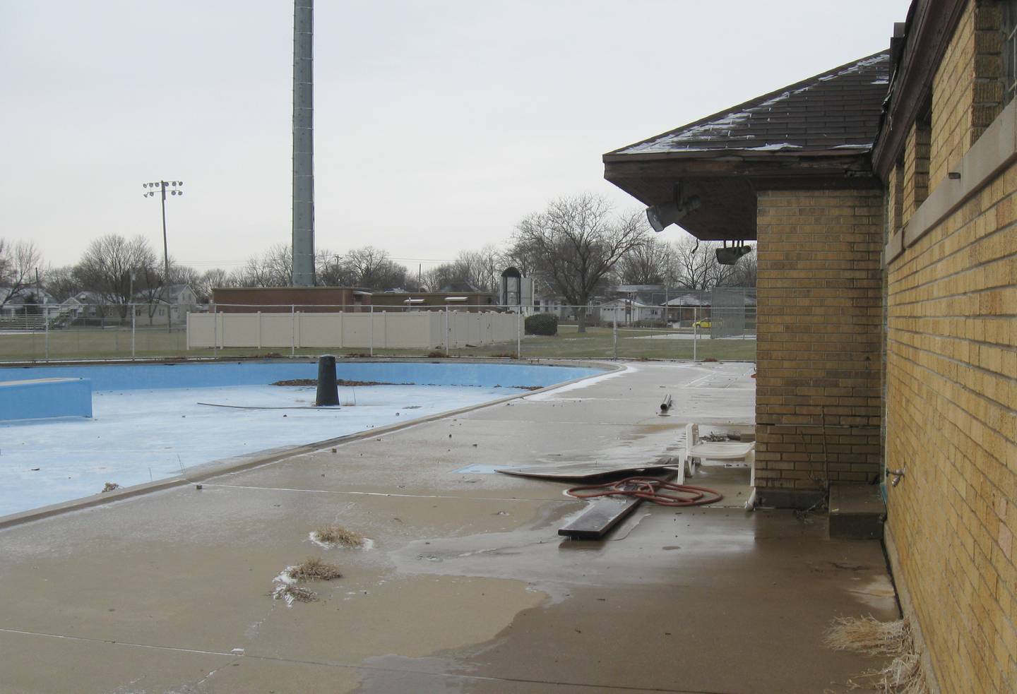 The former pool is drained at Washington Park in Peru.