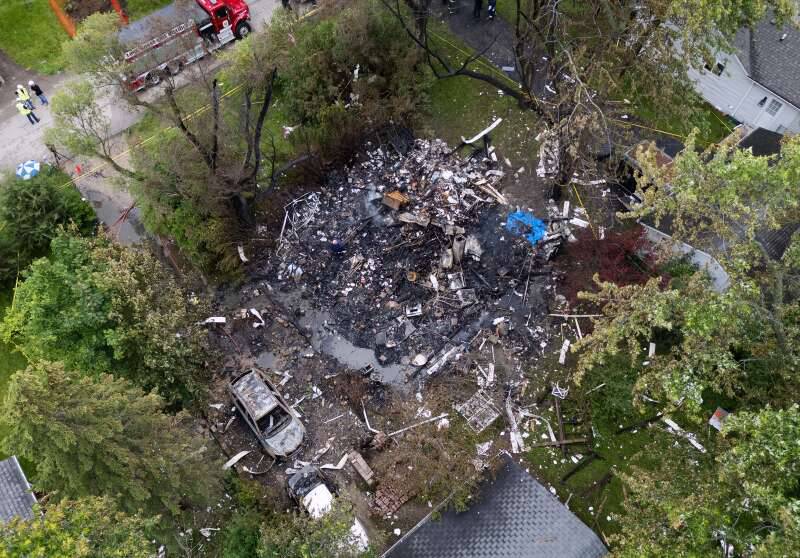 Authorities say one person was killed Tuesday, June 4, 2024, when a house exploded in the 23500 block of North Overhill Road near Lake Zurich. Investigators searched through the rubble Wednesday searching for clues to what caused the explosion.