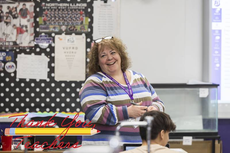 Kim Munson leads her class Thursday, March 23, 2023 at Dixon High School for an upcoming evolution test.