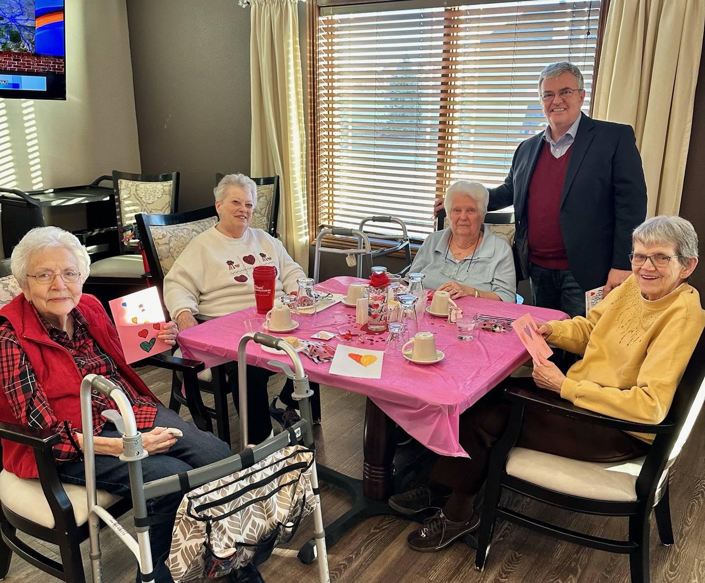 State Sen. Tom Bennett, R-Gibson City, traveled across his district to ensure the senior citizens in his district felt loved and remembered for Valentine’s Day.