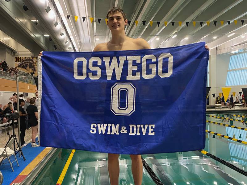 Oswego Co-op junior swimmer Chase Maier won the 200 and 500 freestyle at the Metea Valley Sectional to qualify for state.