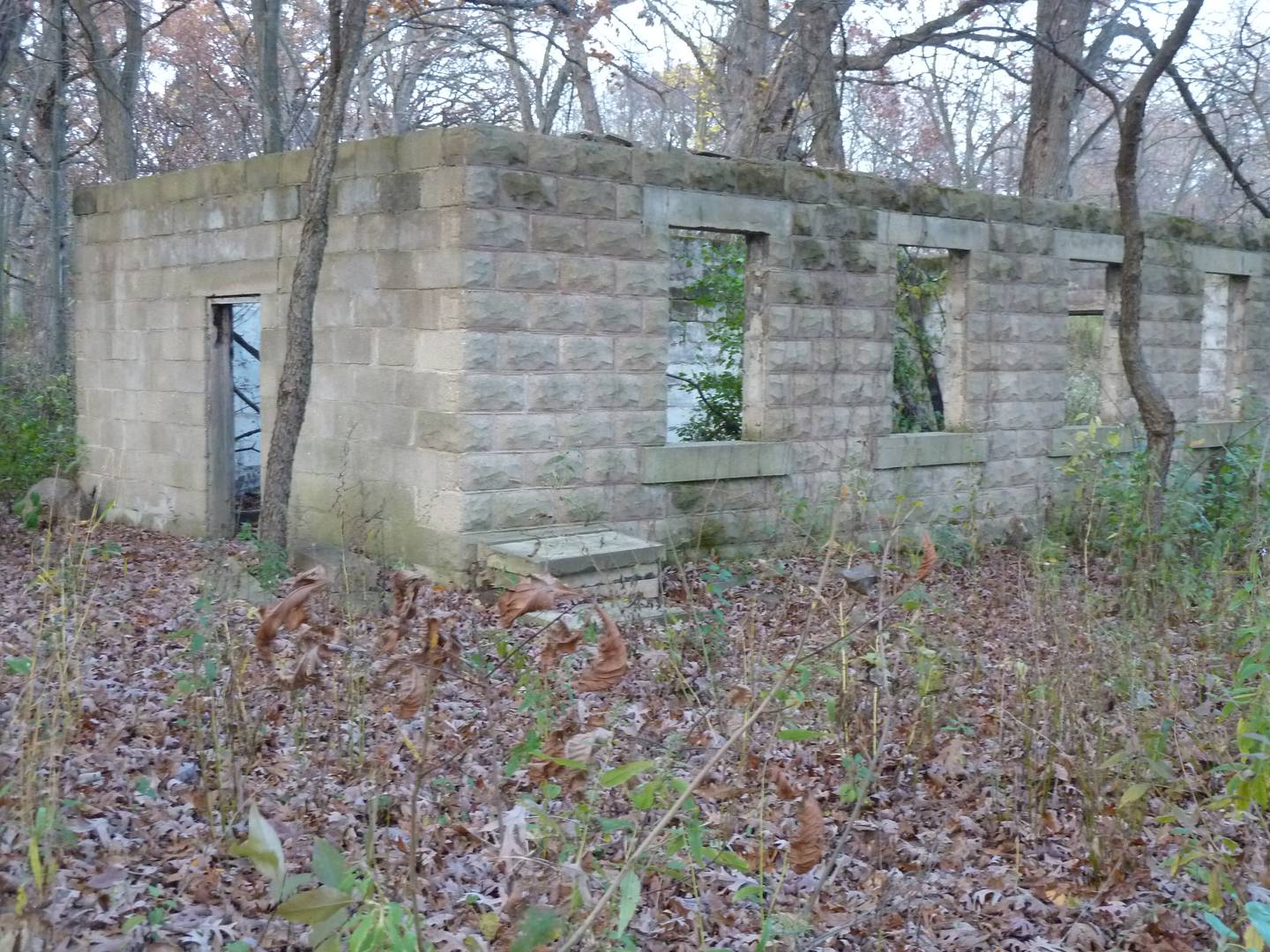 Look carefully at this photo and you’ll see the remains of the Monkey House, a structure that stood for more than a century in what is now the Hickory Knolls Natural Area.