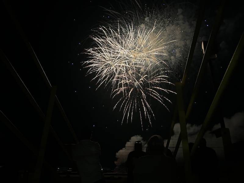 People in the grandstands "ooh" and "ah" over the fireworks Wednesday night at the Grundy County Fair.