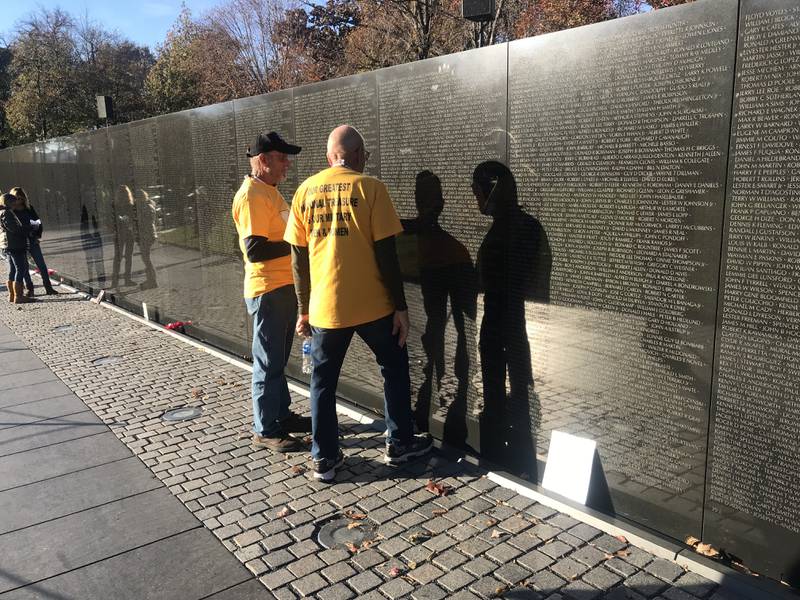 Members of an Honor Flight from Whiteside County visit the Vietnam Veterans Memorial in Washington, D.C. on Election Day.