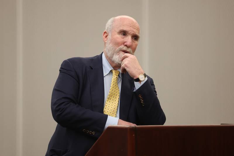 Joel Brodsky represents himself during his hearing at the Will County courthouse on Monday, April 1, 2024 in Joliet.