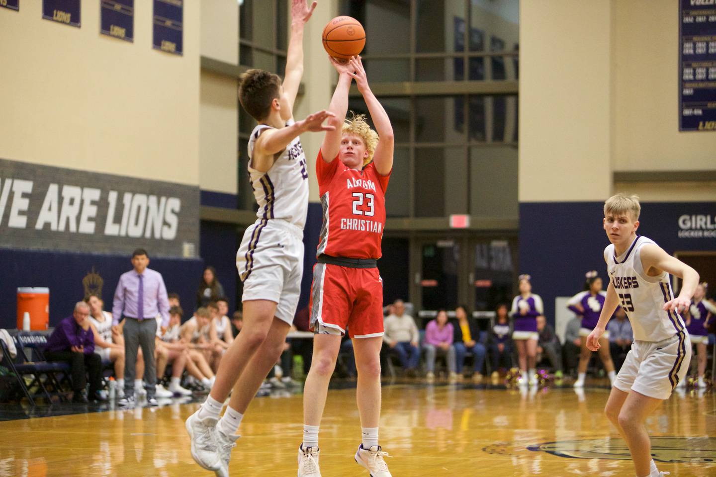 Aurora Christian's Asa Johnson shots a jumper against Serena at the Class 1A Boy's Basketball  Super Sectional on Friday , March 1, 2024 at Harvest Christian Academy  in Elgin.