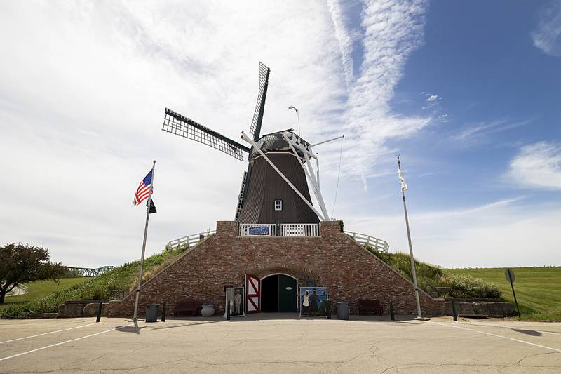 The Fulton windmill is called a mound mill in that it sits up high above trees and structures to catch the wind.