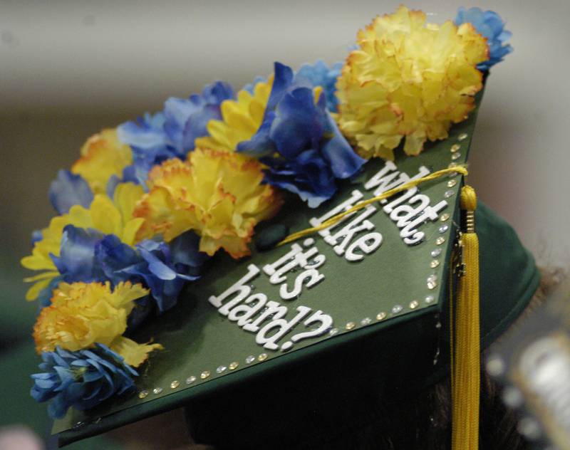 Some grads decorated their caps prior to graduation. Rock Falls High School held the Class of 2024 commencement at Tabor Gym at Rock Falls High School on Sunday, May 26, 2024.