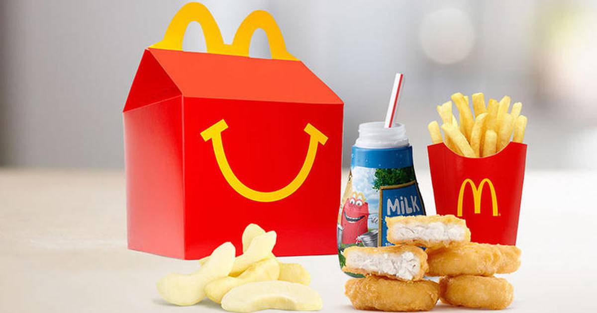 Mcdonalds Happy Meal Box: Cheeseburger French Fries Soda Pop 