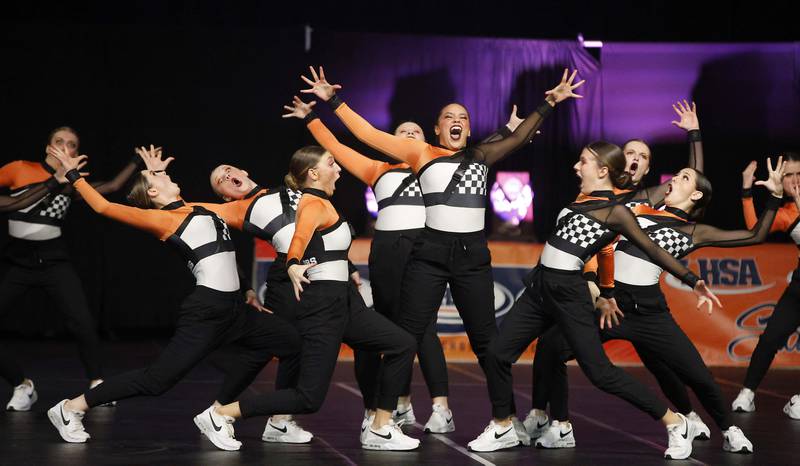 Lincoln-Way West competes in the IHSA 2A Competitive Dance State Finals Saturday, Jan. 27, 2024 at Grossinger Motors Arena in Bloomington.