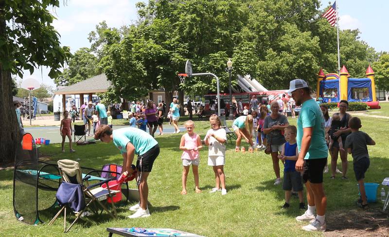 Kids play games during the Ottawa Recreation Summer Carnival on Wednesday, July 25, 2024 at Rigden Park in Ottawa. The carnival featured games, activities, bounce houses, and more. It wa the last event of the season.