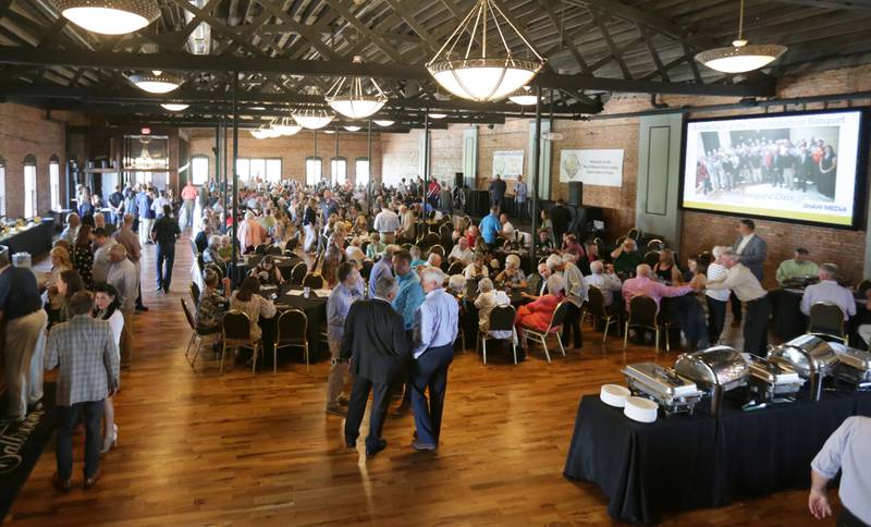 Guests gather during the 2022 Shaw Local Illinois Valley Sports Hall of Fame banquet at the Auditorium Ballroom downtown La Salle.