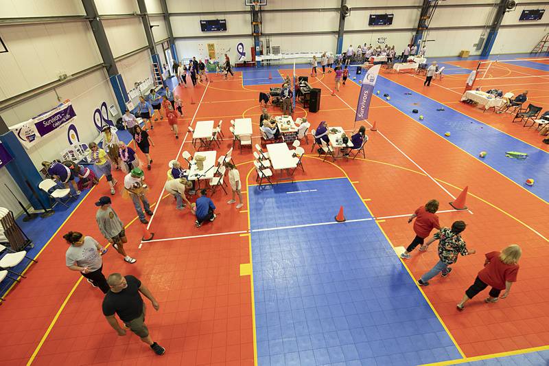 Participants in the 29th Relay for Life of the Sauk Valley start their laps Saturday, June 8, 2024 at Westwood in Sterling. The fundraiser had 13 teams and 70 walkers. Each team needed to have at least one walker on the court for two hours.