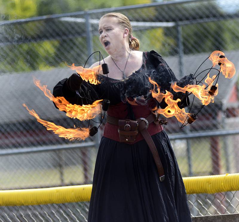 Courteasan performs Fanning The Flames of Imagination on Saturday, Sept. 14, 2024, during the Marseilles Renaissance Faire.