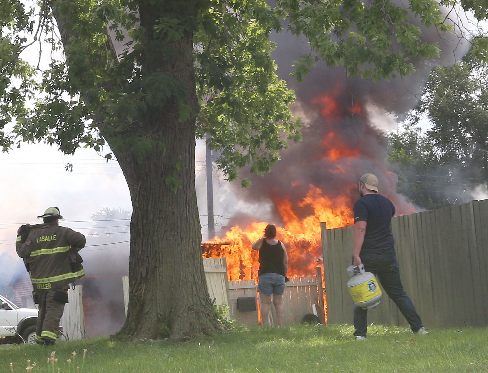 Photos: Firefighters respond to garage fire in La Salle