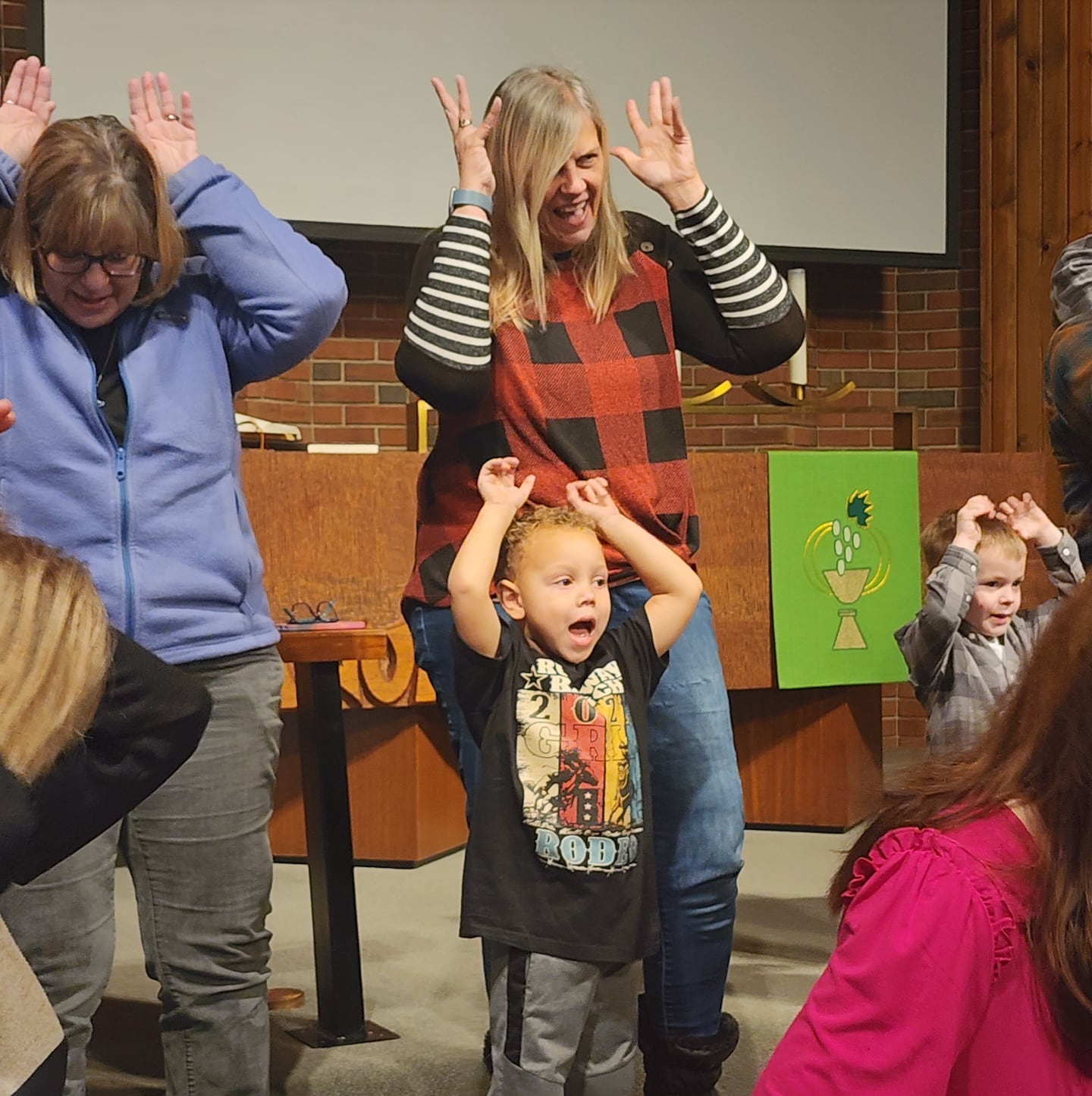 Students from Little Lambs Preschool of Immanuel Lutheran Church in DeKalb got to celebrate National Lutheran Schools Week in January by inviting a special guest to join them at school, singing songs in chapel and enjoying a special brunch where they got to create cards to give to area nursing home residents.