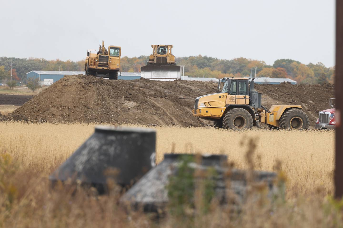 Groundwork continues on the Rock Run Crossings Development near the I-55 and I-80 interchange in Joliet on Tuesday, October 11th.