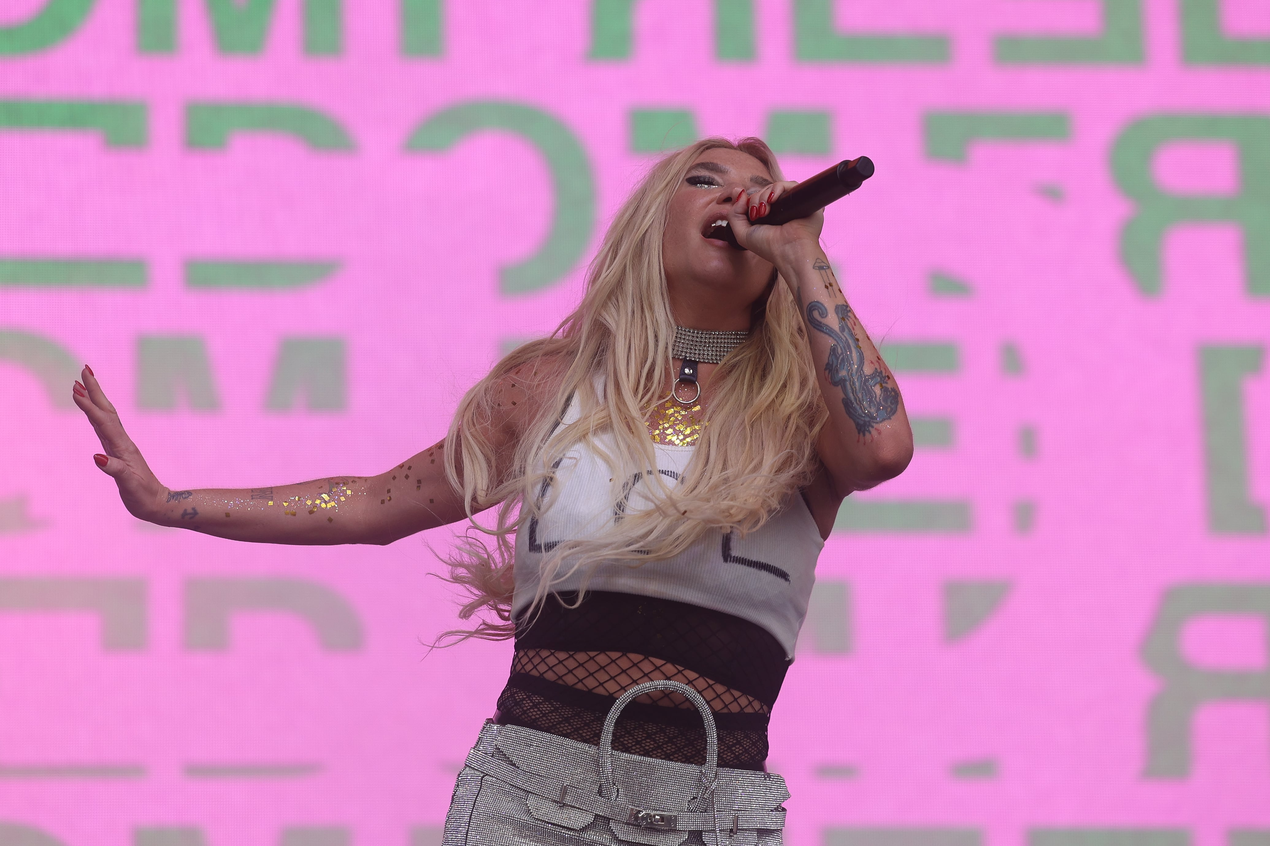 Kesha performs at Lollapalooza on Aug. 1, 2024 in Chicago.