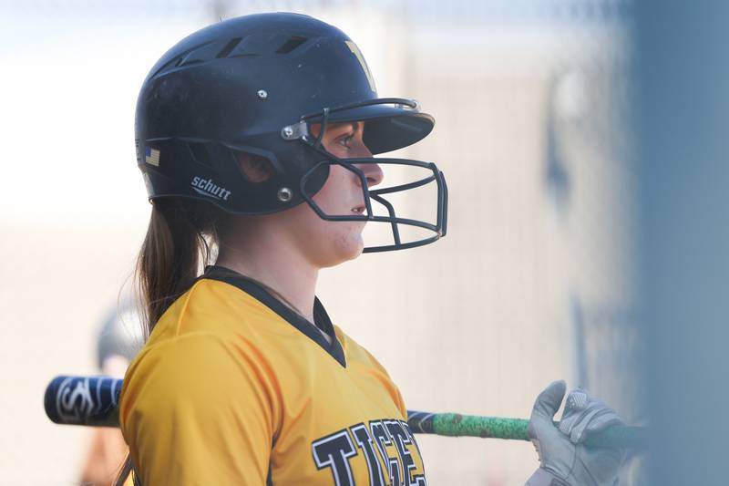 Joliet West’s Avery Houlihan waits to bat against Joliet Central on Monday, May 6, 2024.