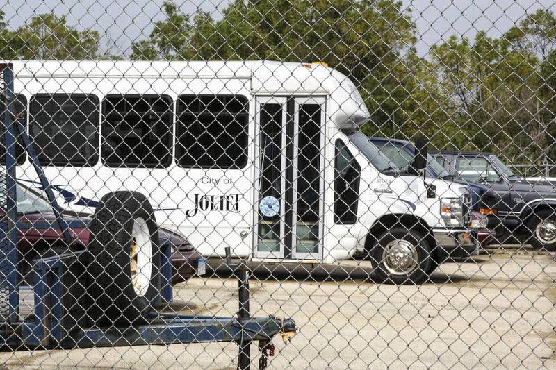 City vehicles can be seen on Friday at Joliet Roadways Division maintenance garage in Crest Hill. Many Joliet city vehicles are in need of replacing, but officials are struggling to find funding for the proposed $19 million cost.