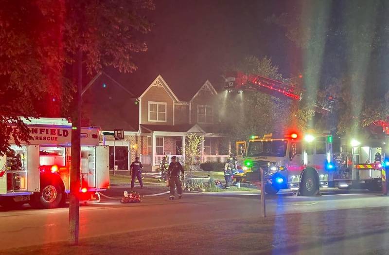 Plainfield Fire Protection District crews battle a house fire in the 13500 block of South Meadow Lane in Plainfield in the early morning of Monday, Sept. 2, 2024.