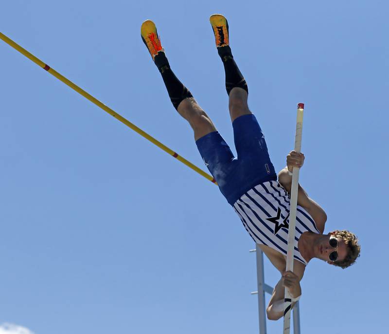 St. Charles North’s Nathan McLoughlin competes in the pole vault during the IHSA Class 3A Boys State Track and Field Championship meet on Saturday, May 25, 2024, at Eastern Illinois University in Charleston.