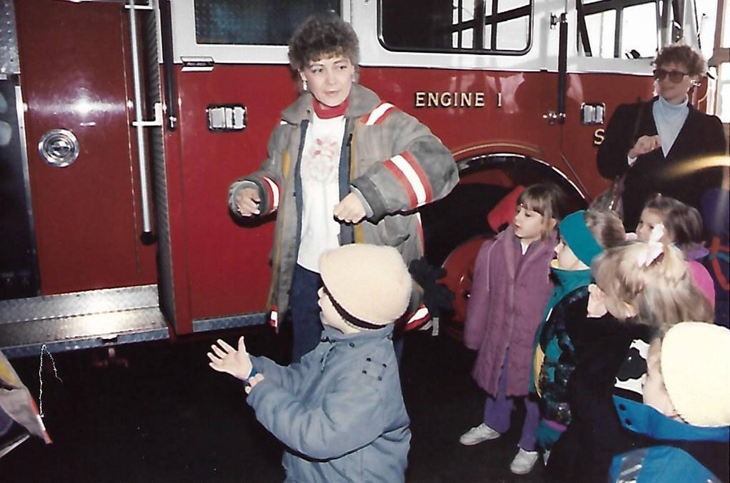 A previous Holy Trinity Lutheran Preschool class visits the Streator Fire Department.