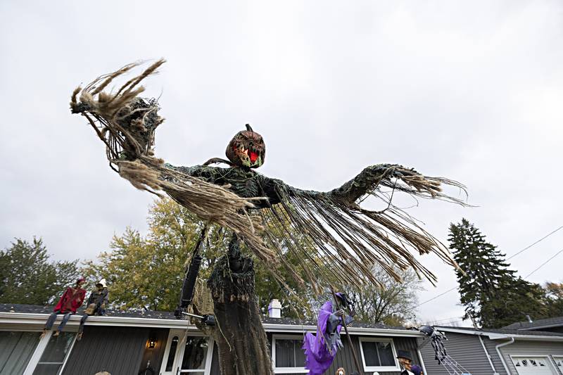 Pumpkin Head soars over the Lally home in Dixon Tuesday, Oct. 31, 2023.