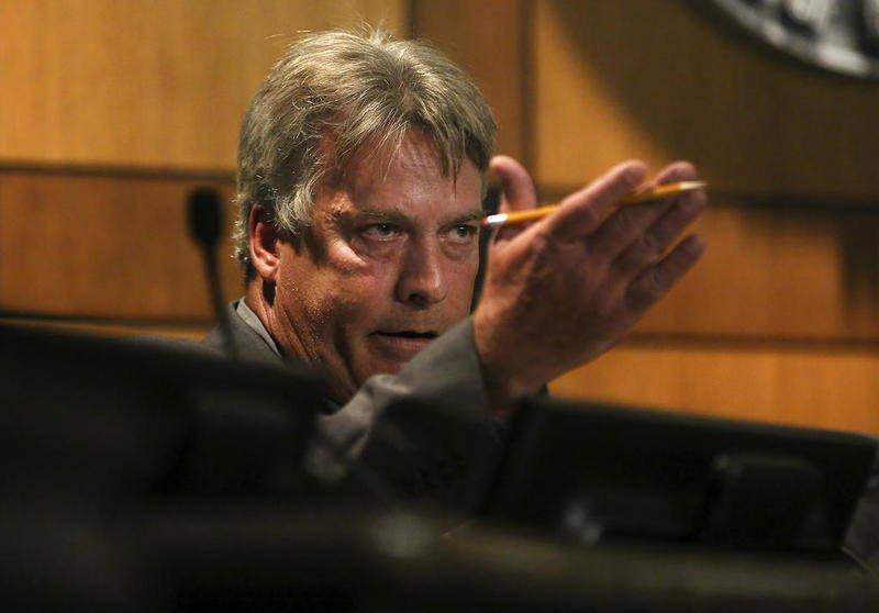 Council member Larry Hug speaks at an Aug. 18, 2018, meeting of the Joliet City Council in Joliet.